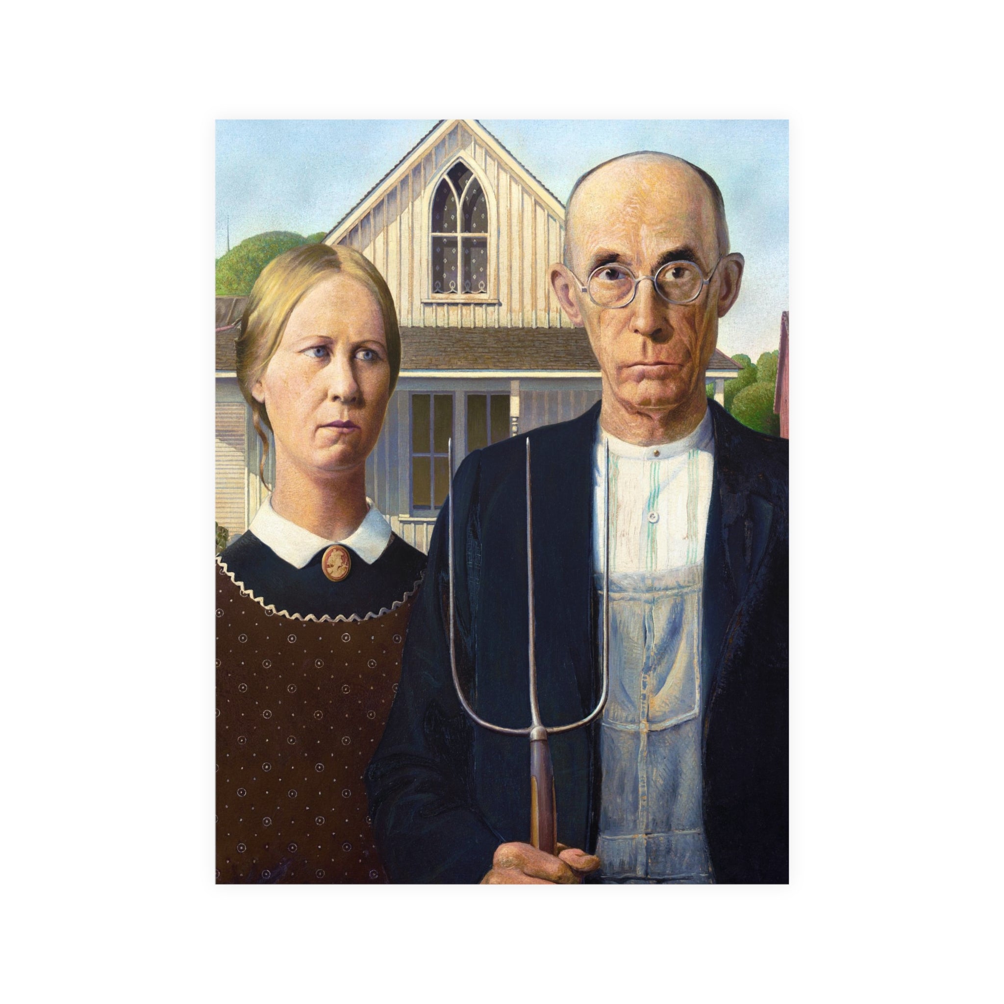 Poster Vertical din hârtie mată - American Gothic de Grant Wood - Pictura Celebră