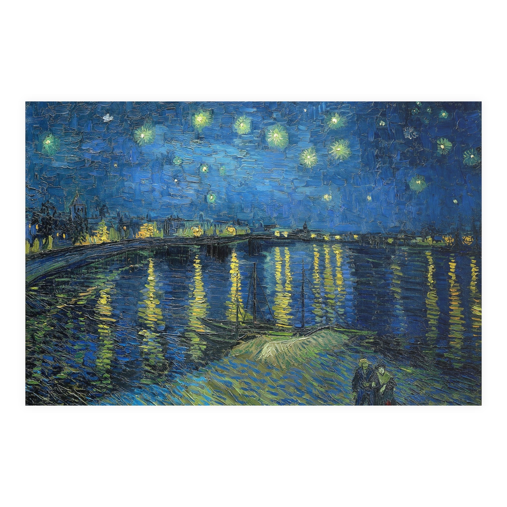 Poster Orizontal din hârtie mată - Night Over the Rhône de Vincent Van Gogh 1888 - Pictura Celebră