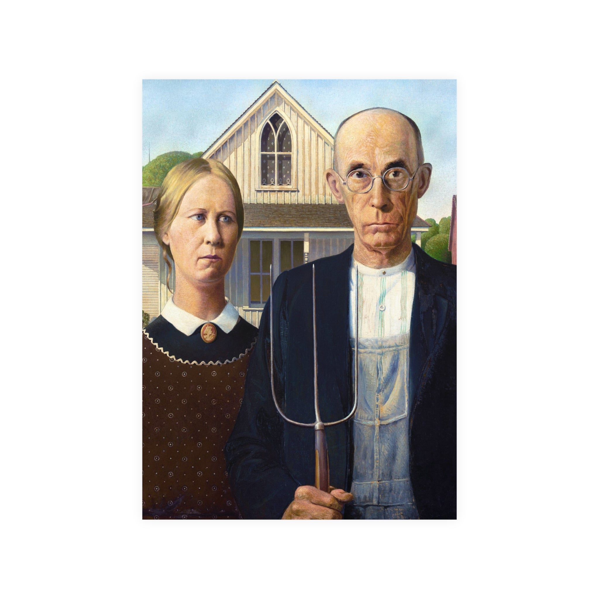 Poster Vertical din hârtie mată - American Gothic de Grant Wood - Pictura Celebră