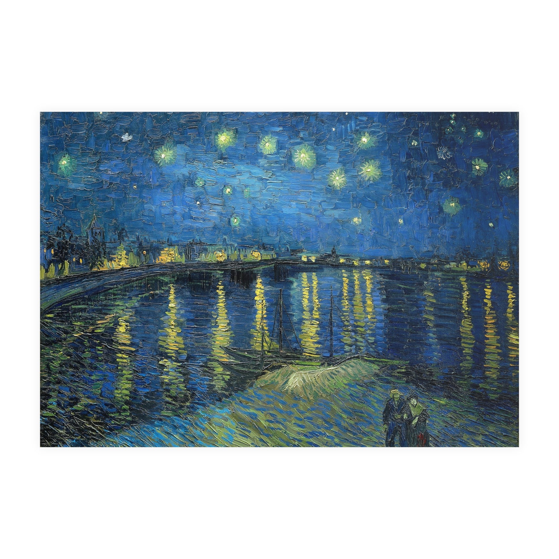 Poster Orizontal din hârtie mată - Night Over the Rhône de Vincent Van Gogh 1888 - Pictura Celebră