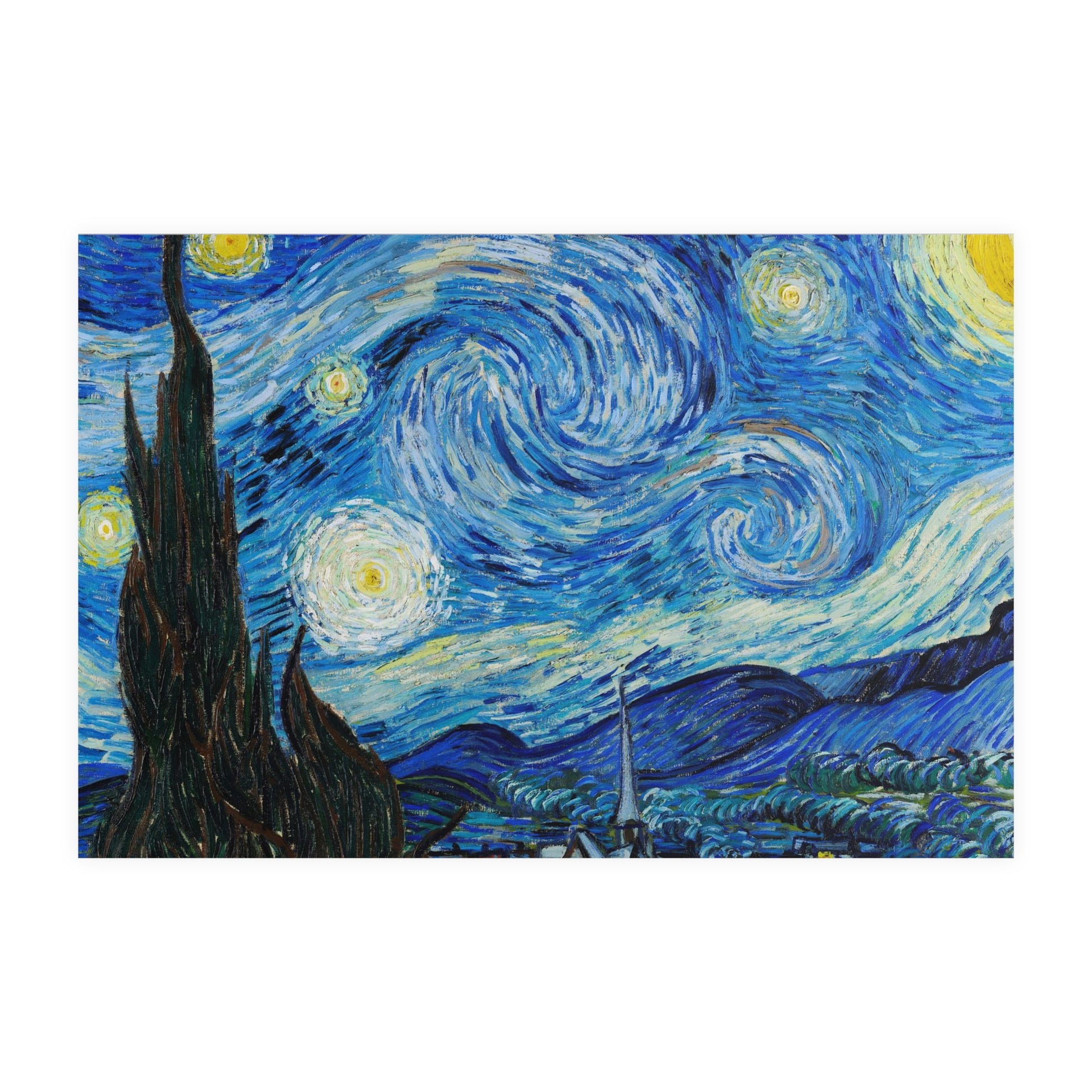 Poster Orizontal din hârtie mată - The Starry Night de Vincent Van Gogh 1889 - Pictura Celebră