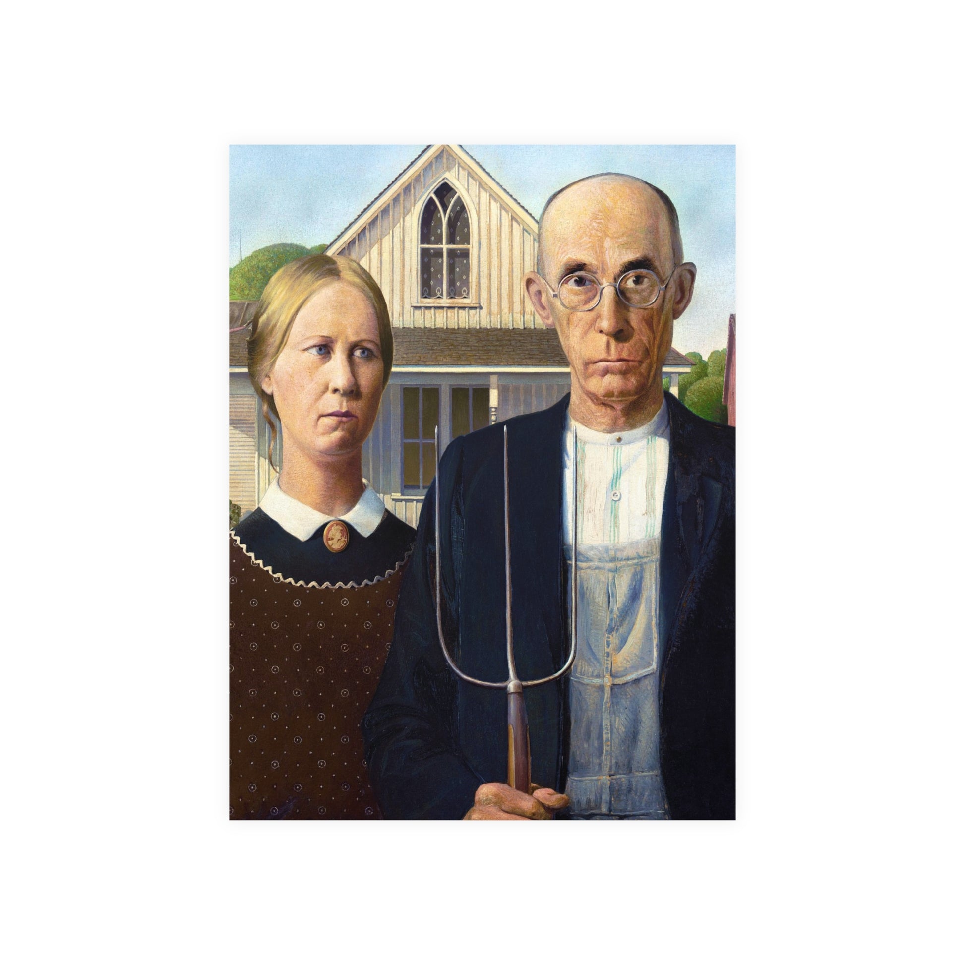 Poster Vertical din hârtie mată - American Gothic de Grant Wood - Pictura Celebră