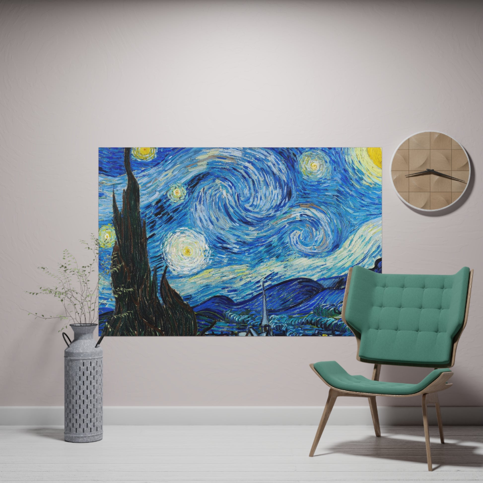 Poster Orizontal din hârtie mată - The Starry Night de Vincent Van Gogh 1889 - Pictura Celebră