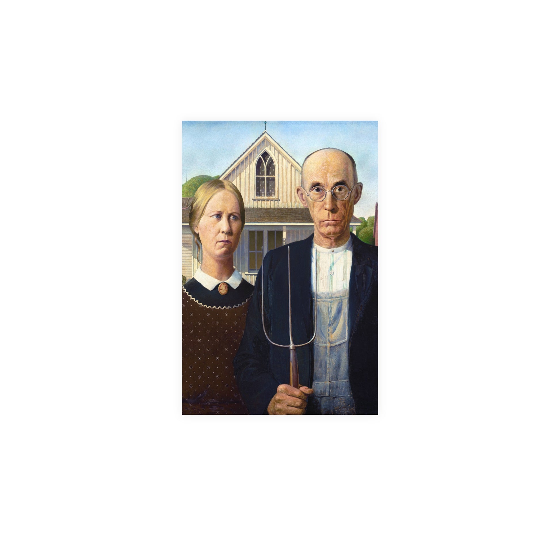 Poster Vertical din hârtie mată - American Gothic de Grant Wood - Pictura Celebră