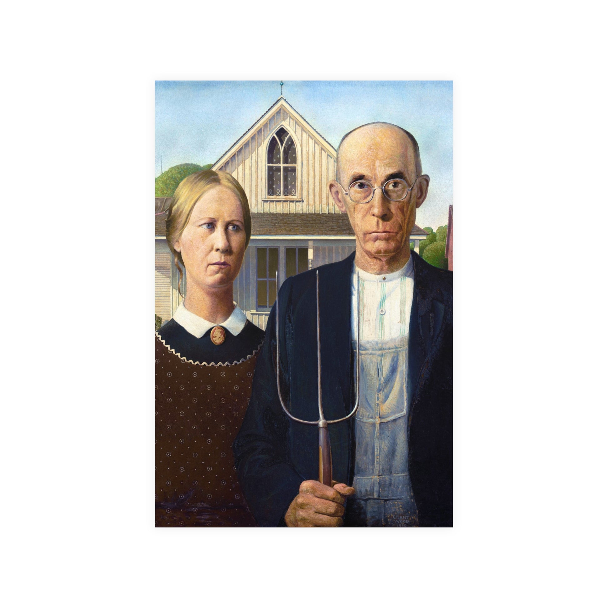 Poster Vertical din hârtie mată - American Gothic de Grant Wood - Pictura Celebră