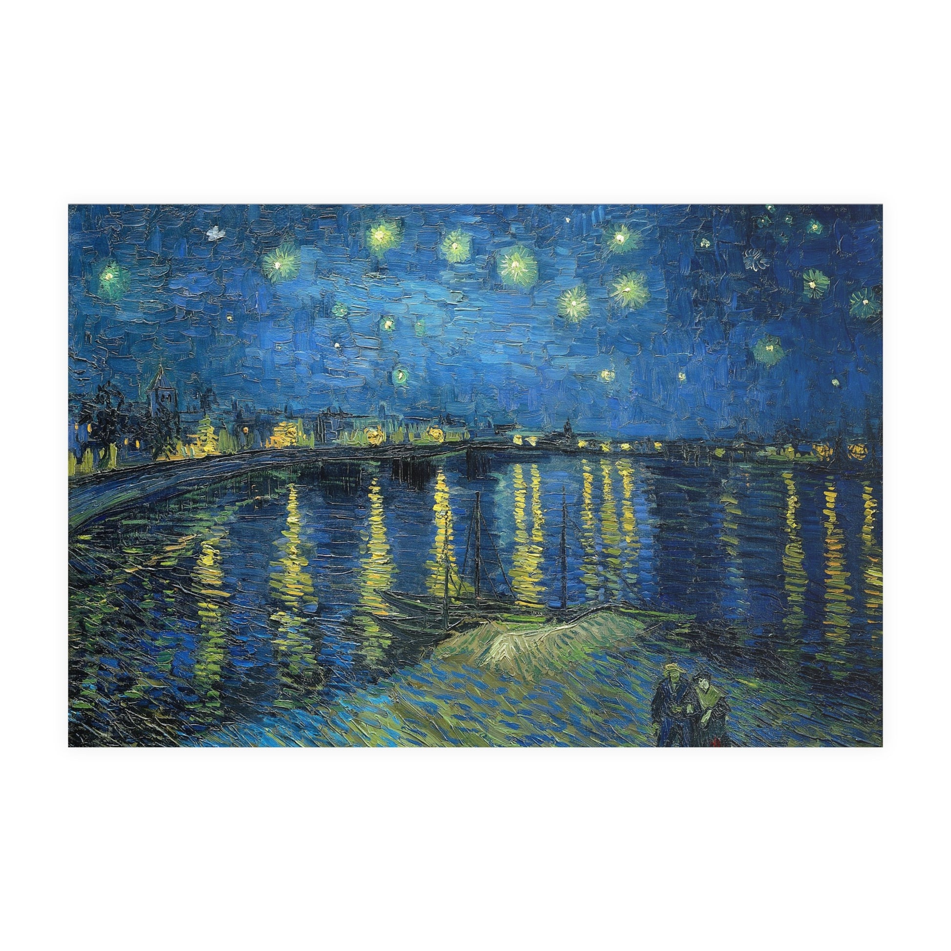 Poster Orizontal din hârtie mată - Night Over the Rhône de Vincent Van Gogh 1888 - Pictura Celebră