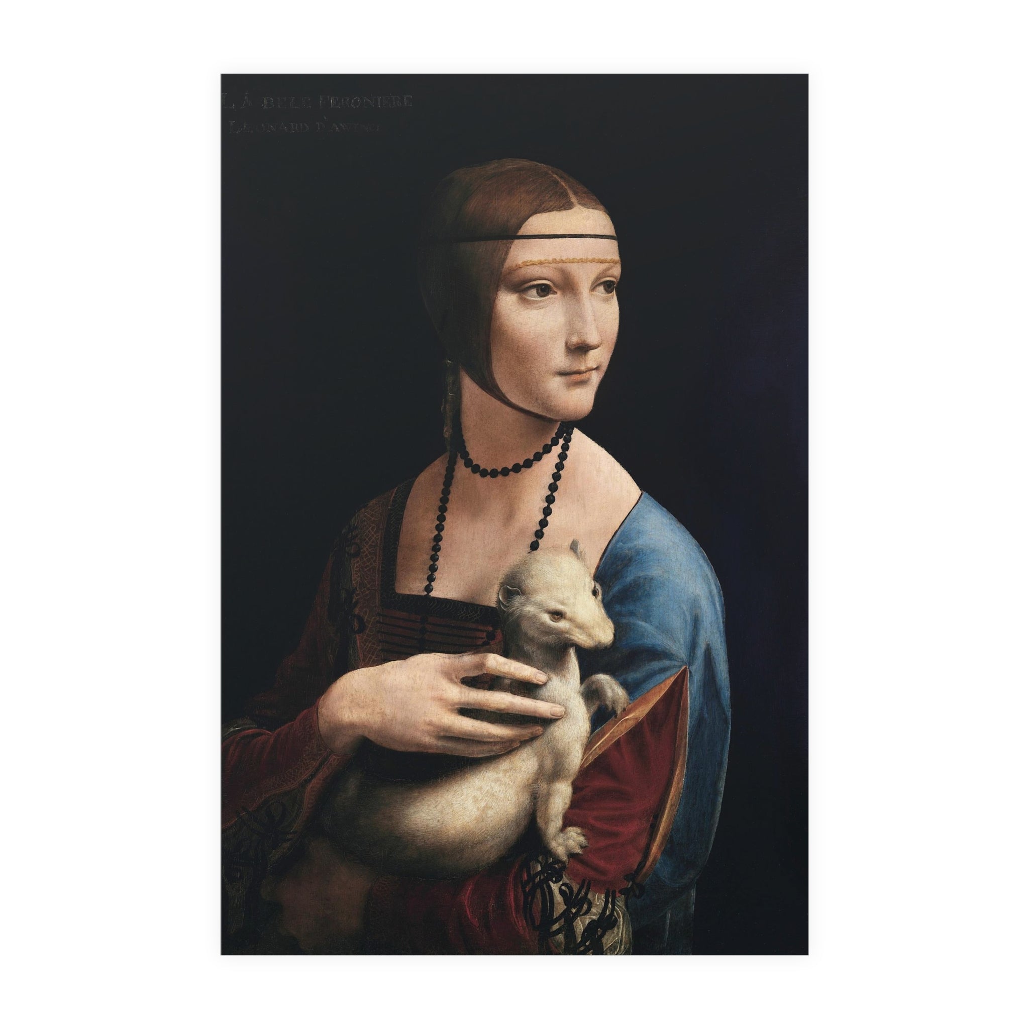 Poster Vertical din hârtie mată -  Lady with an Ermine de Leonardo da Vinci - Pictura Celebră 1490