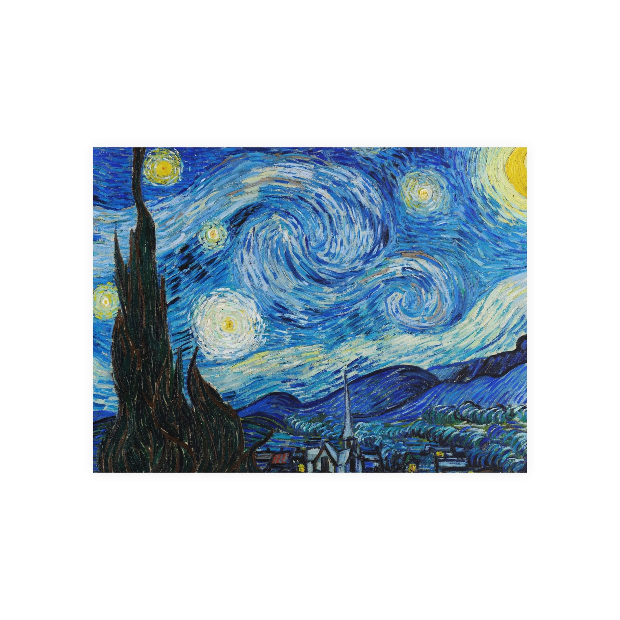 Poster Orizontal din hârtie mată - The Starry Night de Vincent Van Gogh 1889 - Pictura Celebră