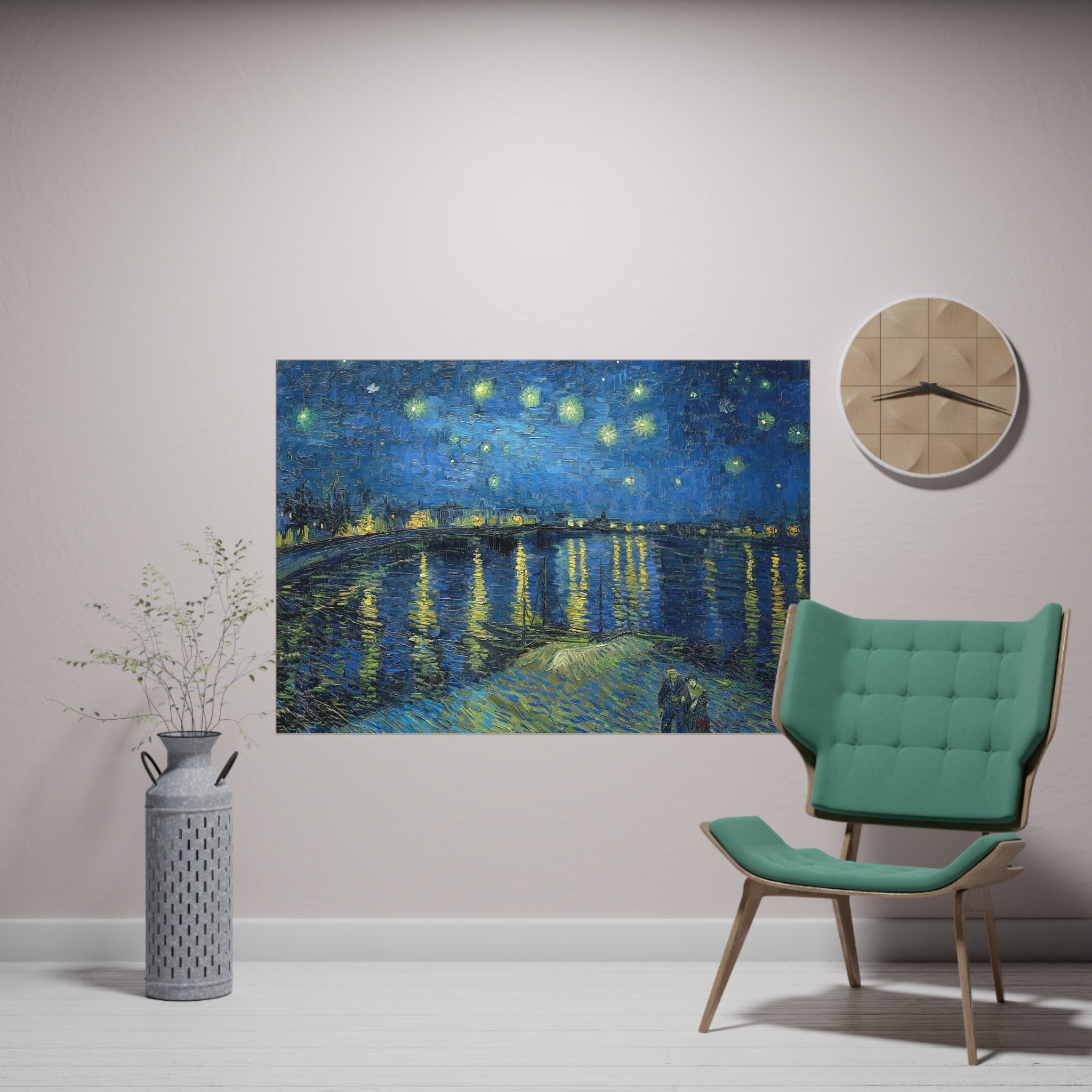 Poster Orizontal din hârtie mată - Night Over the Rhône de Vincent Van Gogh 1888 - Pictura Celebră