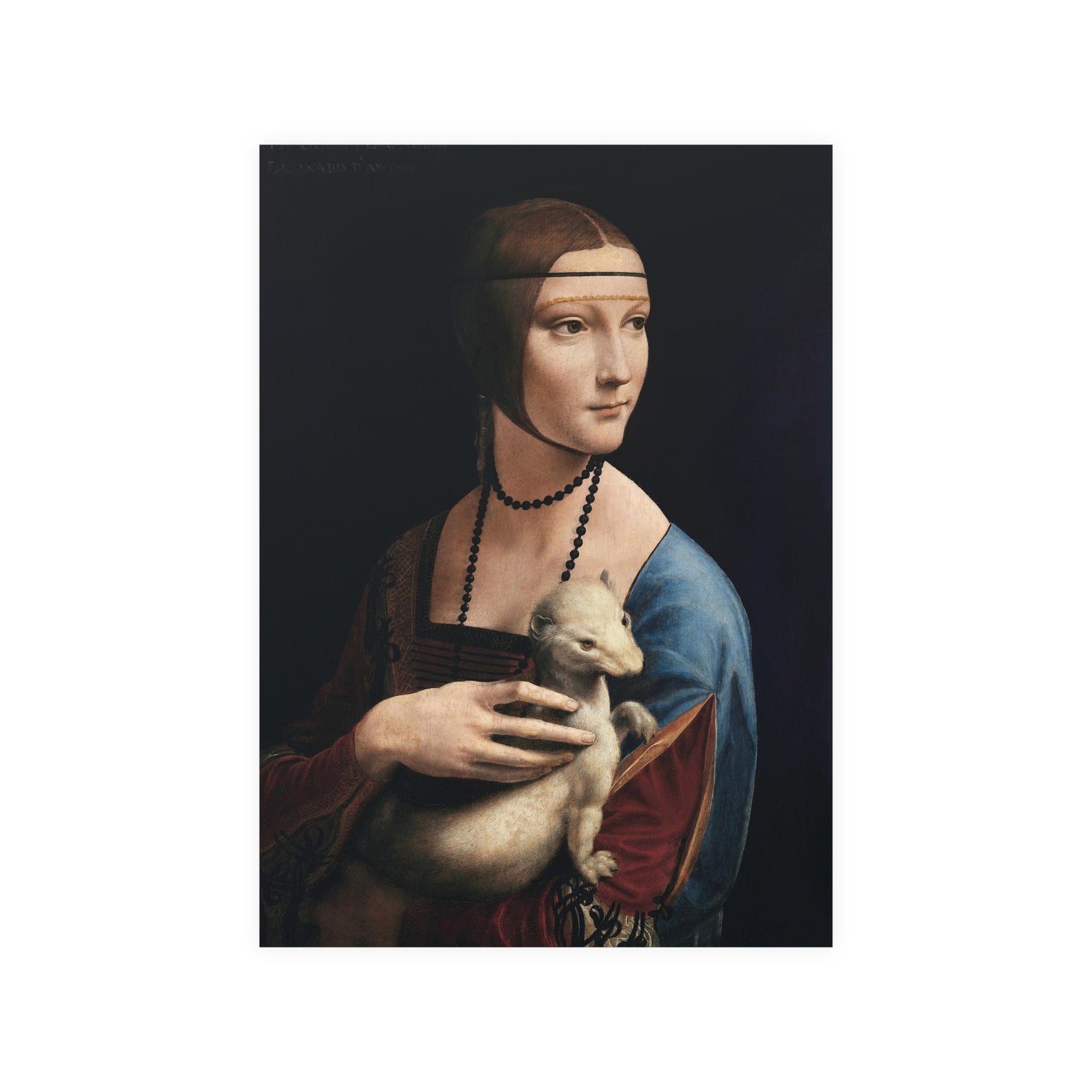 Poster Vertical din hârtie mată -  Lady with an Ermine de Leonardo da Vinci - Pictura Celebră 1490