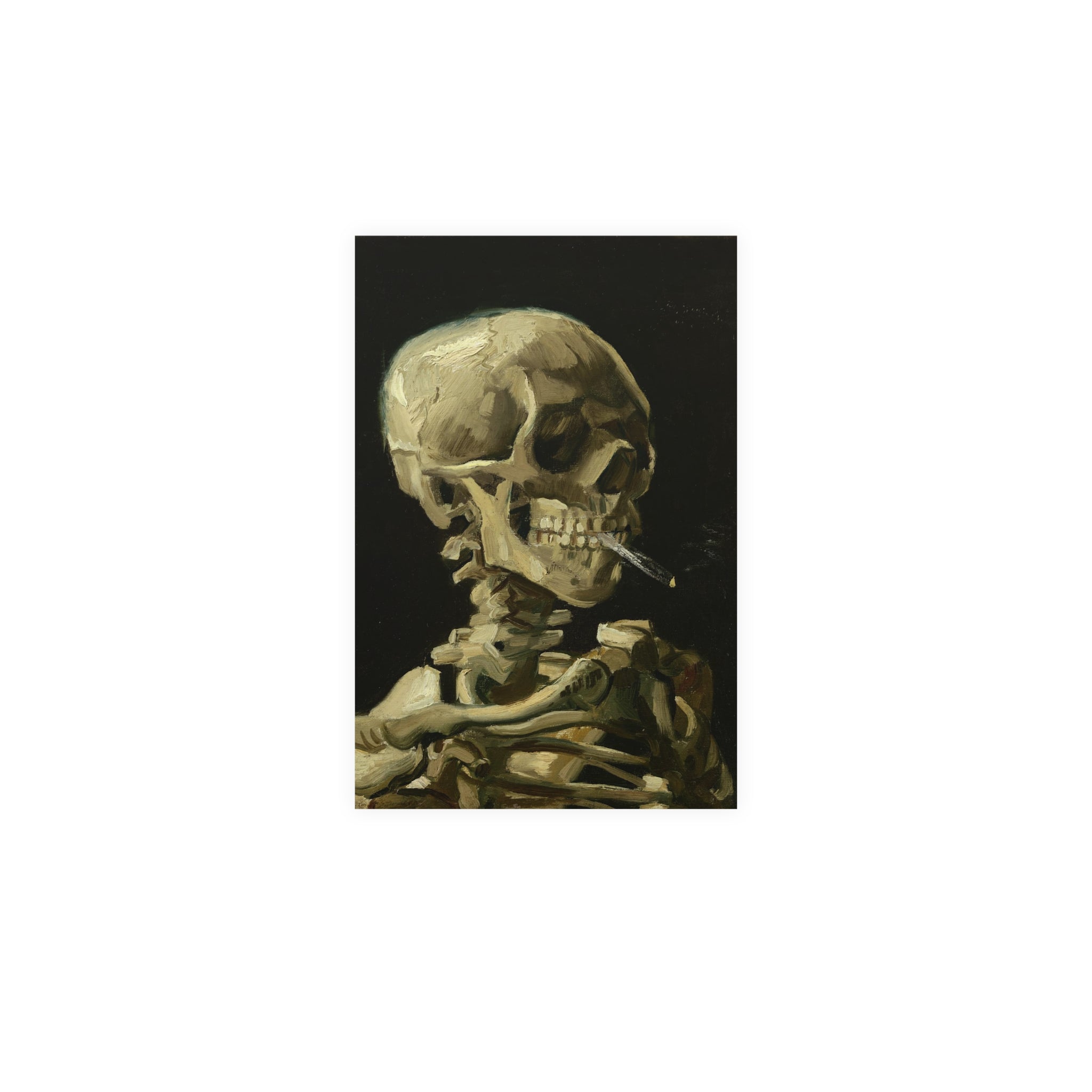 Poster Vertical din hârtie mată -  Head of a Skeleton with a Burning Cigarette de Vincent van Gogh - Pictura Celebră