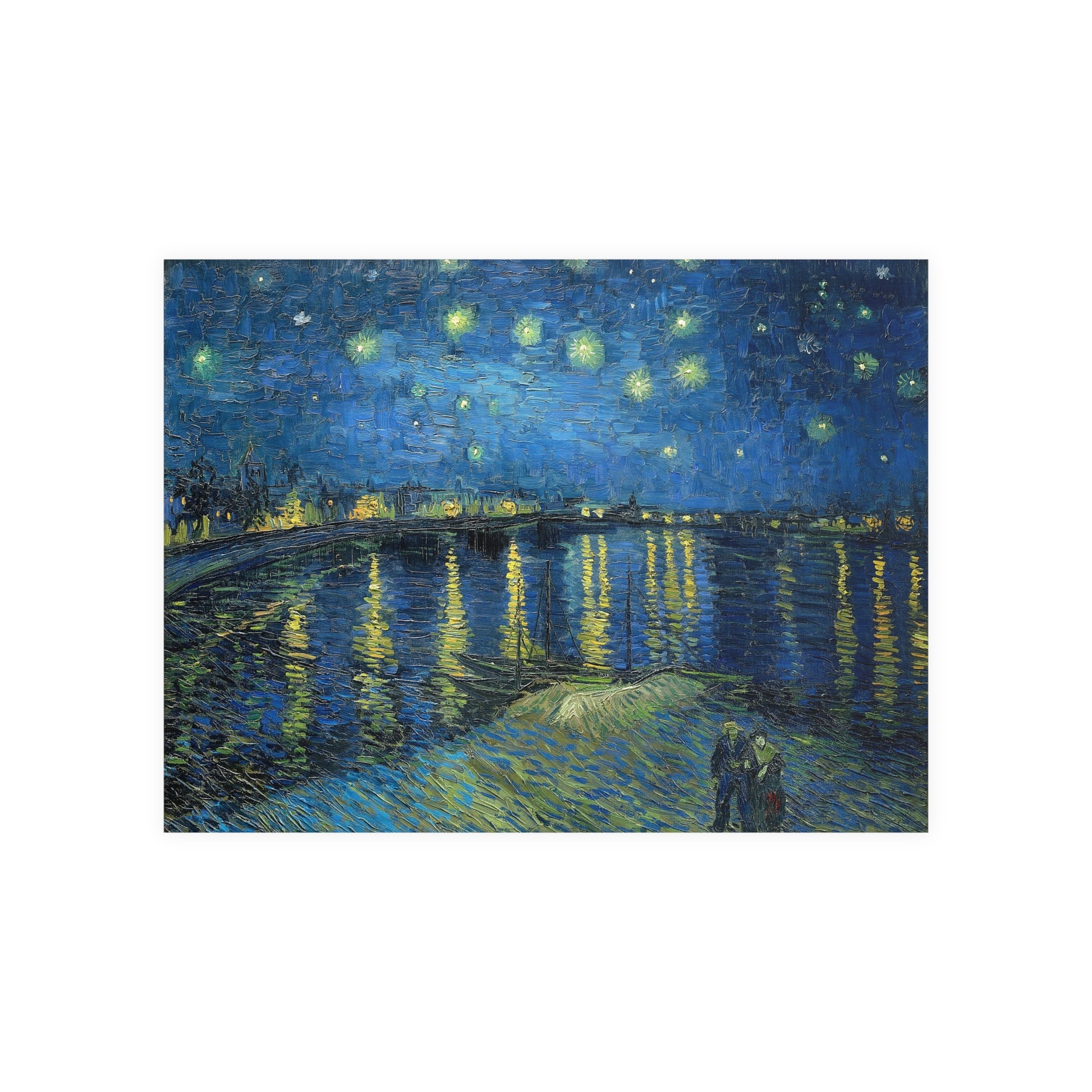 Poster Orizontal din hârtie mată - Night Over the Rhône de Vincent Van Gogh 1888 - Pictura Celebră