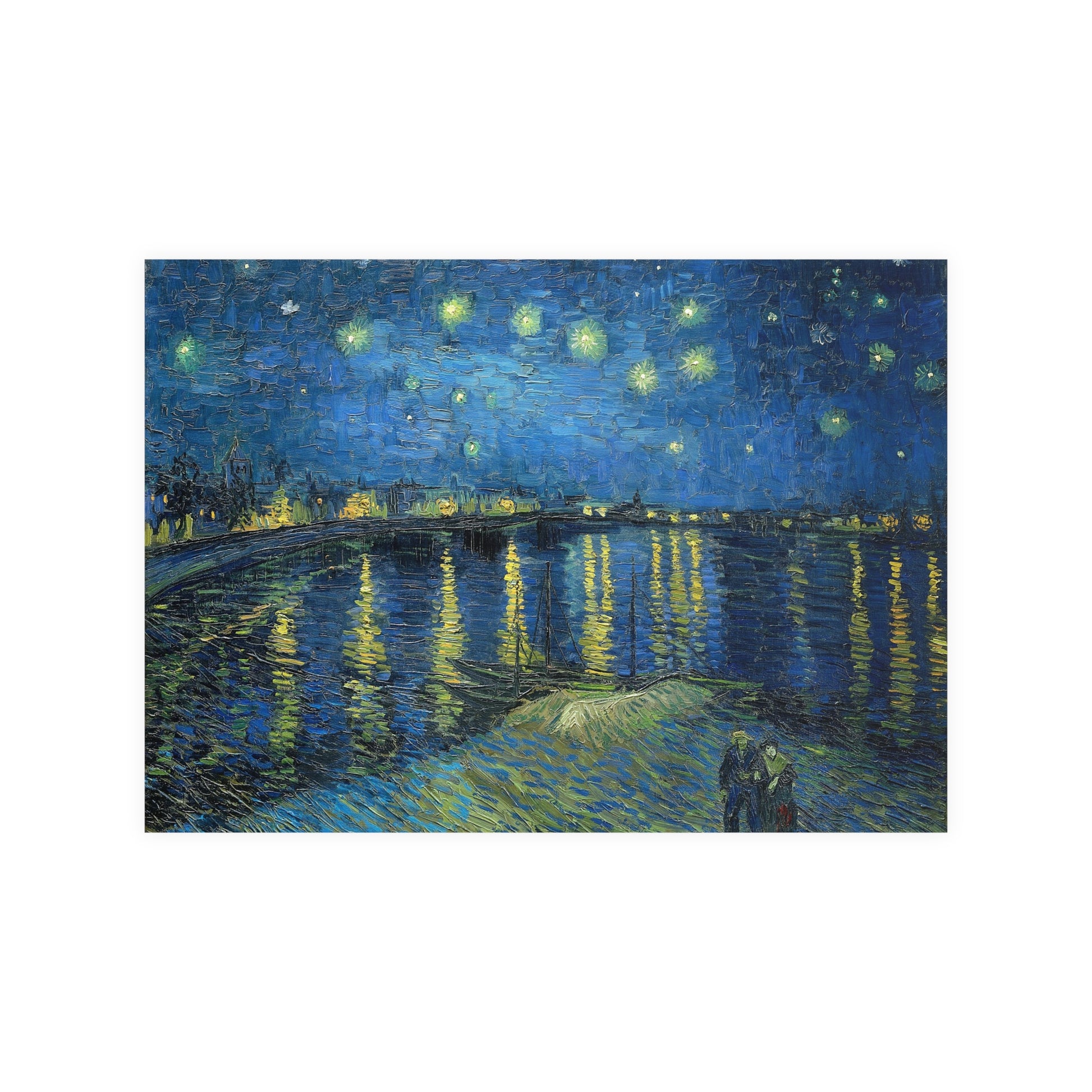 Poster Orizontal din hârtie mată - Night Over the Rhône de Vincent Van Gogh 1888 - Pictura Celebră