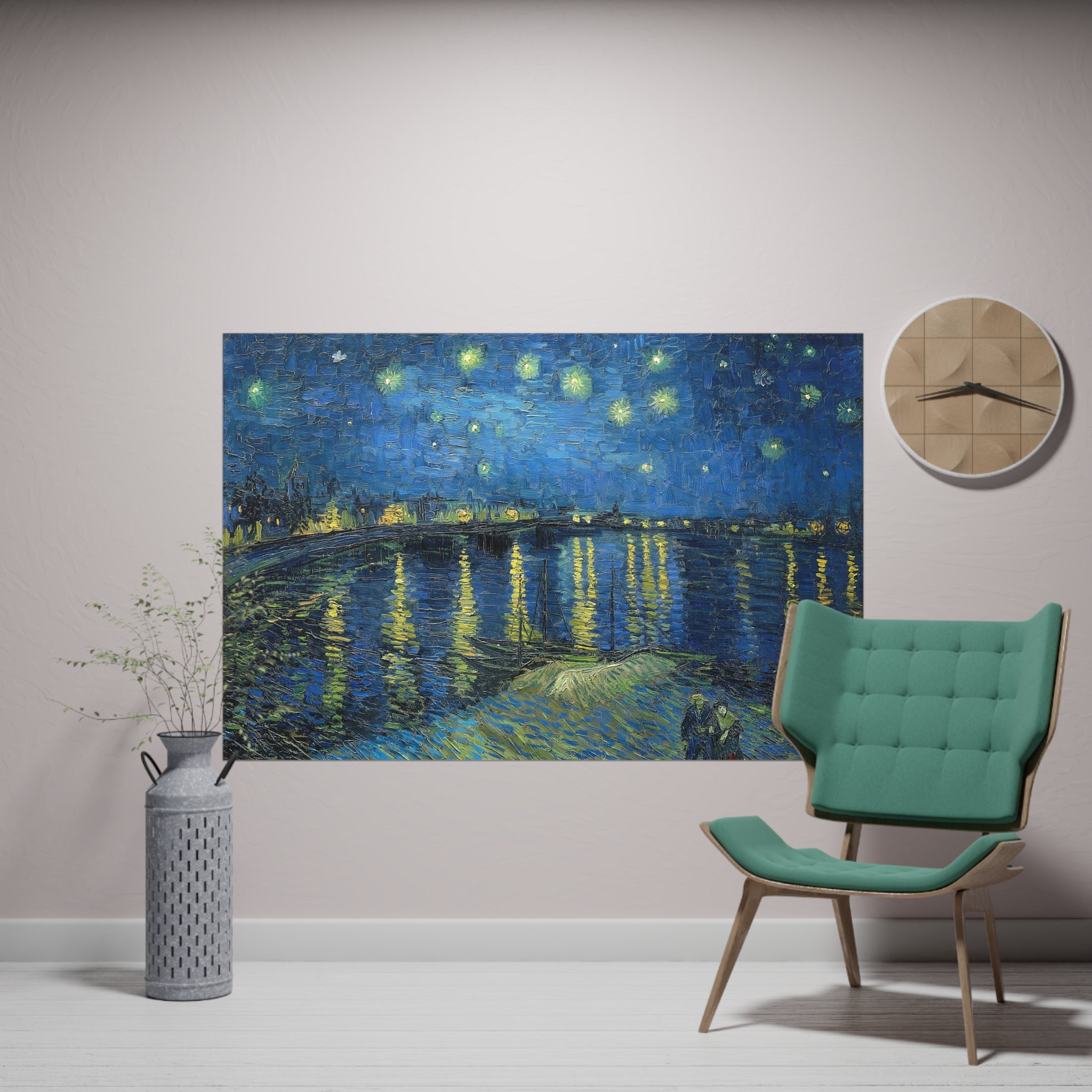 Poster Orizontal din hârtie mată - Night Over the Rhône de Vincent Van Gogh 1888 - Pictura Celebră