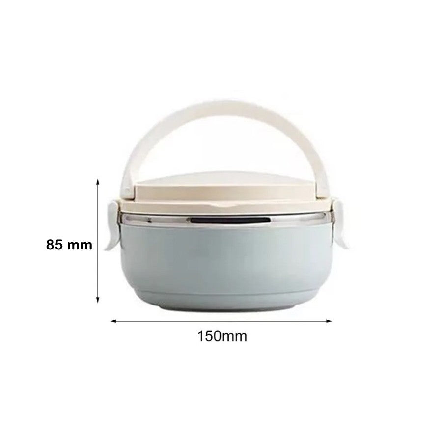 Caserola pentru alimente Flippy, lunch box, 700 ml, otel inoxidabil, maner, valva aerisire, inchidere etansa, 15 x 8.5 cm, albastru