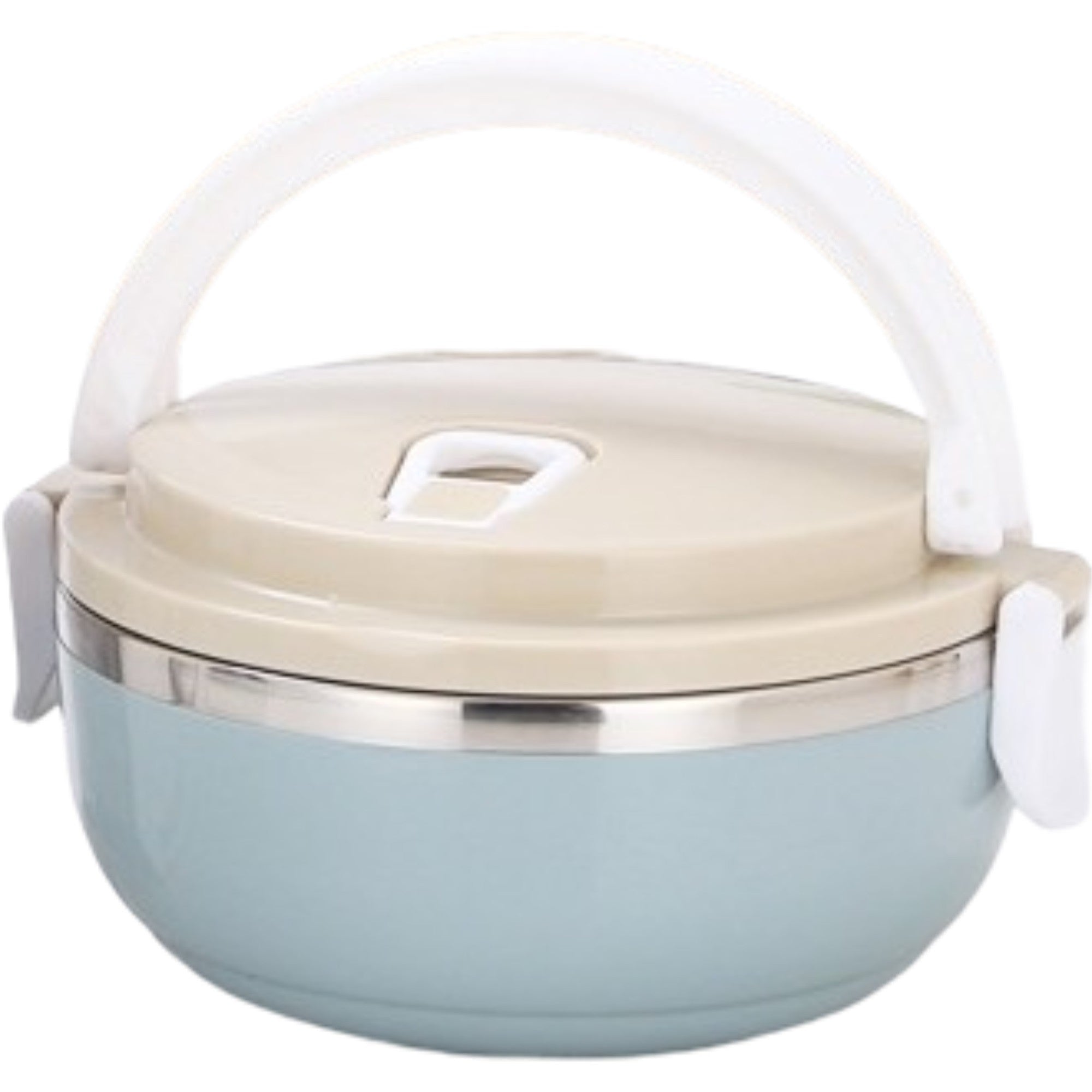 Caserola pentru alimente Flippy, lunch box, 700 ml, otel inoxidabil, maner, valva aerisire, inchidere etansa, 15 x 8.5 cm, albastru