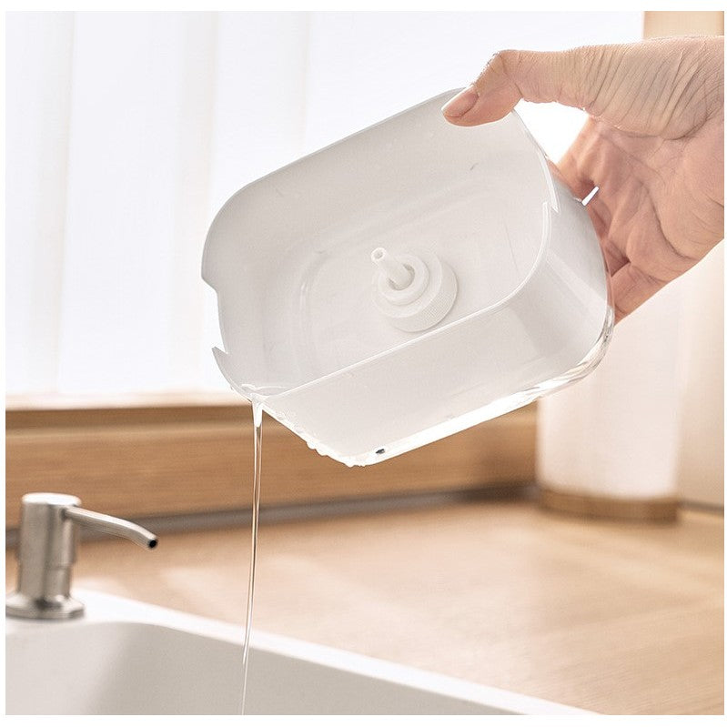 Dozator Flippy, Dispenser 2 in 1 pentru Detergent Lichid de Vase sau pentru Obiecte Sanitare cu Suport pentru Burete de Bucatarie , 8.6 x 14.5 x 10 cm, capacitate 300 ml, alb