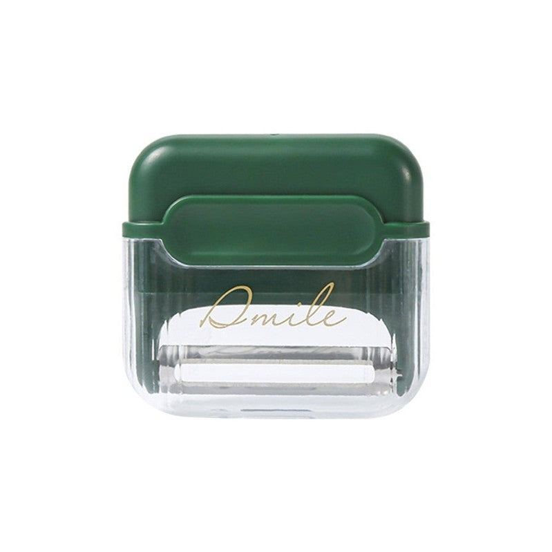 Decojitor/Curatator manual de legume si fructe, Flippy, portabil, cu magnet, doua lame, Inox, Verde, 6.7x6x1.6 cm