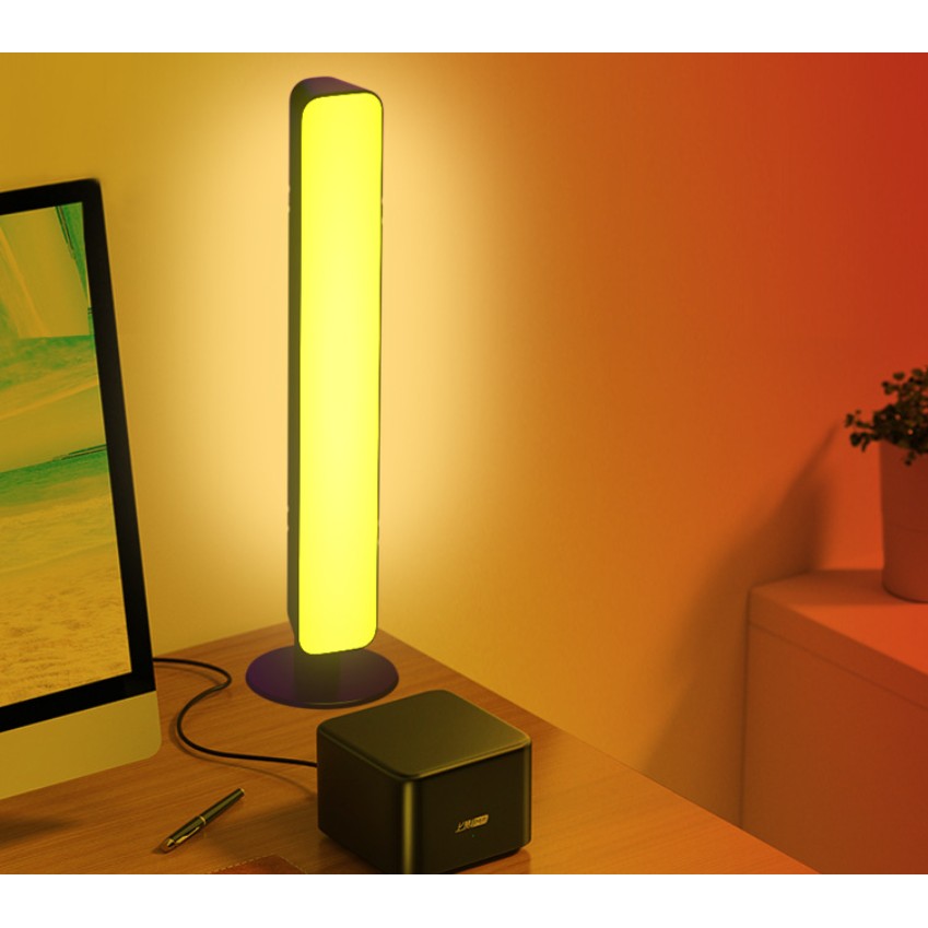 Lampa de Birou, Flippy, RGB Colorat, 14 LED, Putere 5V, Telecomanda cu 24 de Taste, Cablu USB, Negru, 25.5x4x3.5cm