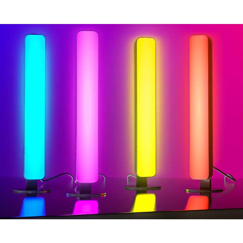 Lampa de Birou, Flippy, RGB Colorat, 14 LED, Putere 5V, Telecomanda cu 24 de Taste, Cablu USB, Negru, 25.5x4x3.5cm