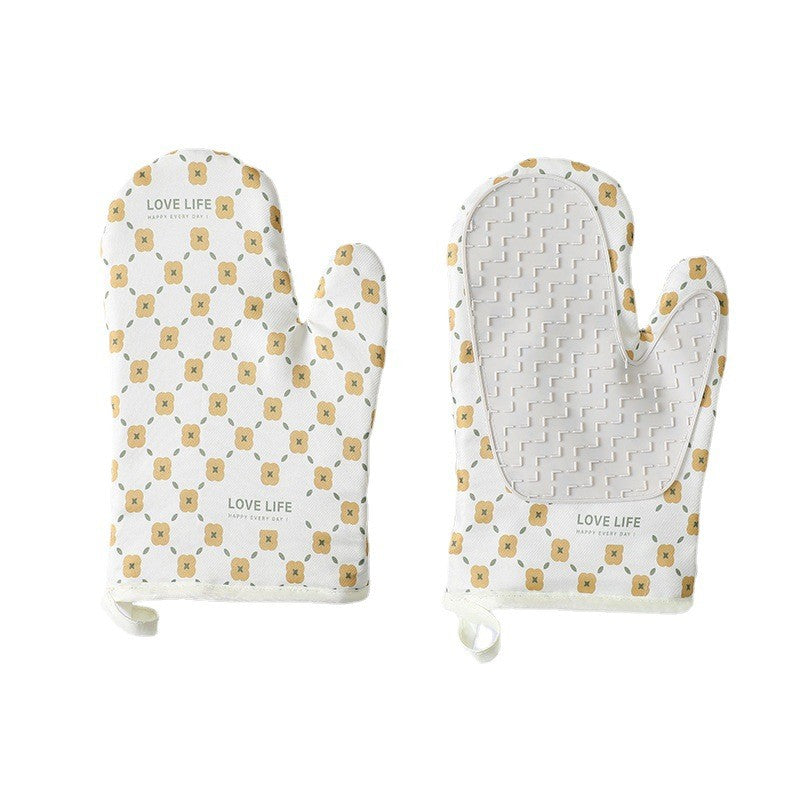 Set 2 manusi cuptor Flippy, manusa de bucatarie, rezistenta 330 grade, textil si cauciuc, 26.5x18 cm, alb