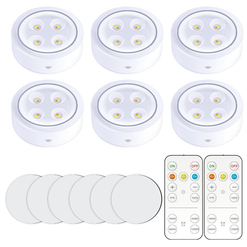 Set de 6 Lampi Led Flippy, Fara Fir, Cu Baterii, 3 Culori de Lumina, cu 2 Telecomenzi, din Plastic, Alb