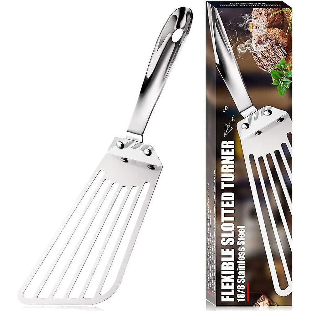 Spatula flexibila Flippy, Fish Turner, din otel, durabila, cu margini subtiri pentru taiere, pentru carne, oua, peste, multifunctionala, argintiu