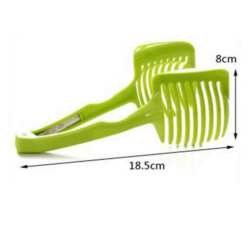 Ustenisla de bucatarie tip cleste pentru feliat fructe si legume Flippy, material ABS, 8 x 18.5 cm, verde